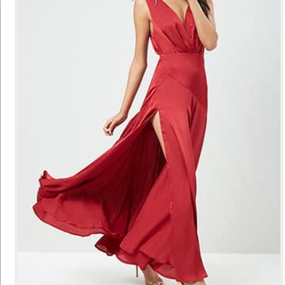 Satin Surplice Maxi Dress